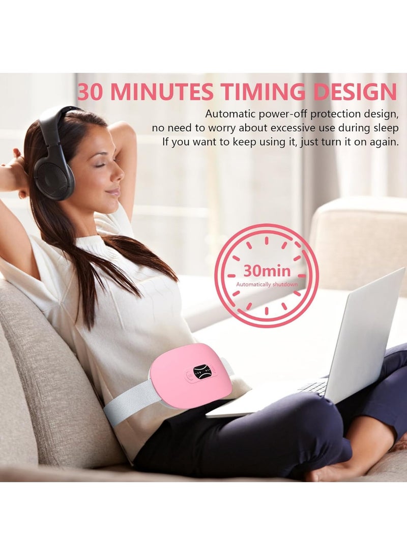 Easy Shop Portable Cordless Heating Pad for Period Cramps Relief, Rechargeable Electric Heat Belt with 3 Adjustable Heat Levels and 4 Vibration Modes, Perfect Gift for Women and Girls, Pink - Image 5